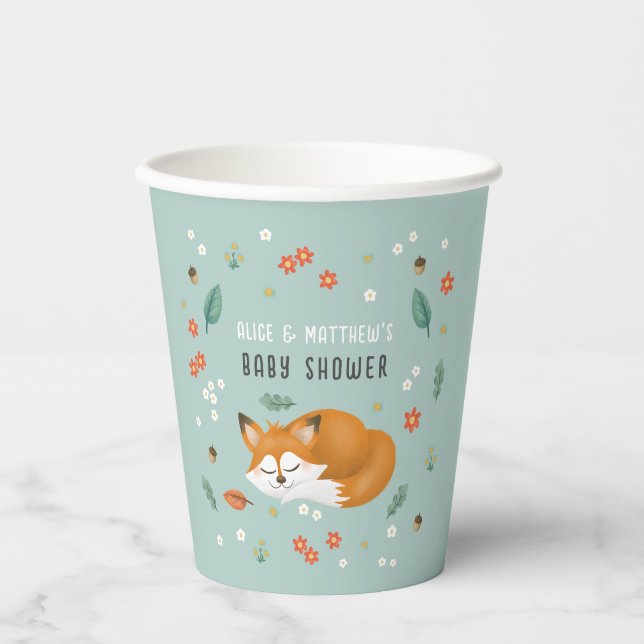 Niedlich Boys Woodland Fox Kinderdusche Pappbecher (Vorderseite)