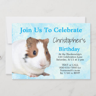 Niedlich-braun-weiße Guinea Party Einladung