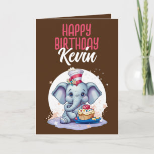 Niedlich-braun-weißer Elefant Son Birthday Karte