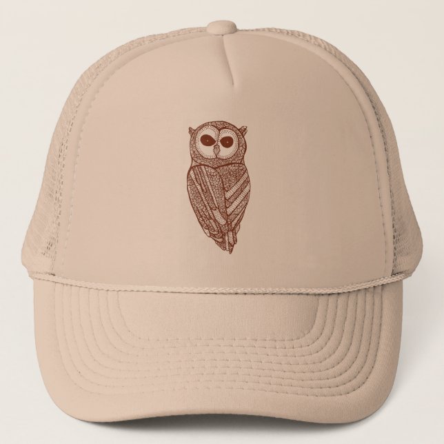 Niedlich-braune Owl-Illustration Truckerkappe (Vorderseite)