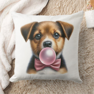 Niedlich-braune Puppy-Pink-Bow-Krawatte blasen Blu Kissen