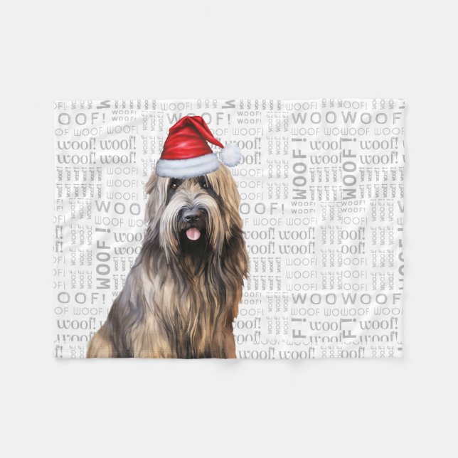Niedlich Briard Shepherd Dog Weihnachtsfeiertag Fleecedecke (Vorderseite (Horizontal))