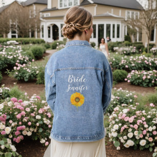 Niedlich Bride Sunflower Blume Wedding Bachelorett Jeansjacke