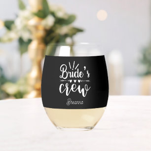 Niedlich Bride's Crew Wedding Name hinzufügen Weinglas Ohne Stiel