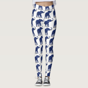 Niedlich Bright Blue Thai Elephant Muster Leggings