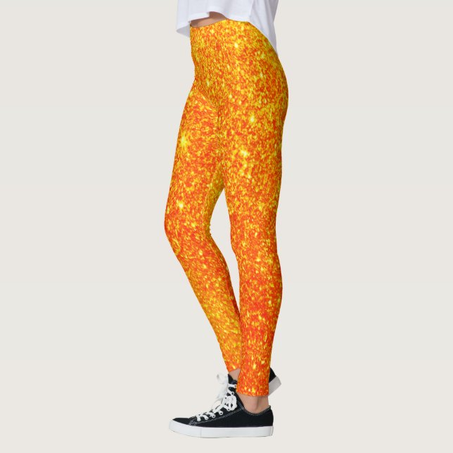 Niedlich Bright Pumpkin Glitzer Halloween Leggings (Links)