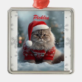 Niedlich British Shorthair Cat Weihnachten Persona Ornament Aus Metall