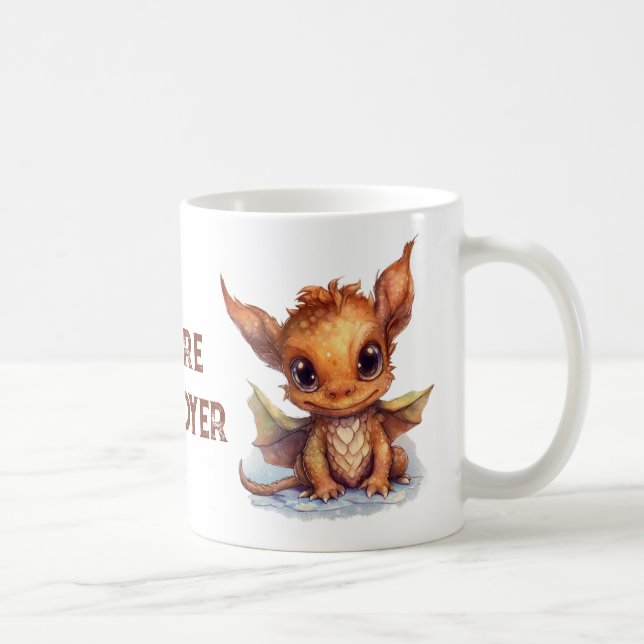 Niedlich Brown Baby Dragon Kaffeetasse (Rechts)