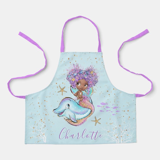 Niedlich Brown Baby Mermaid All-over Print-Schürze Schürze (Vorderseite)