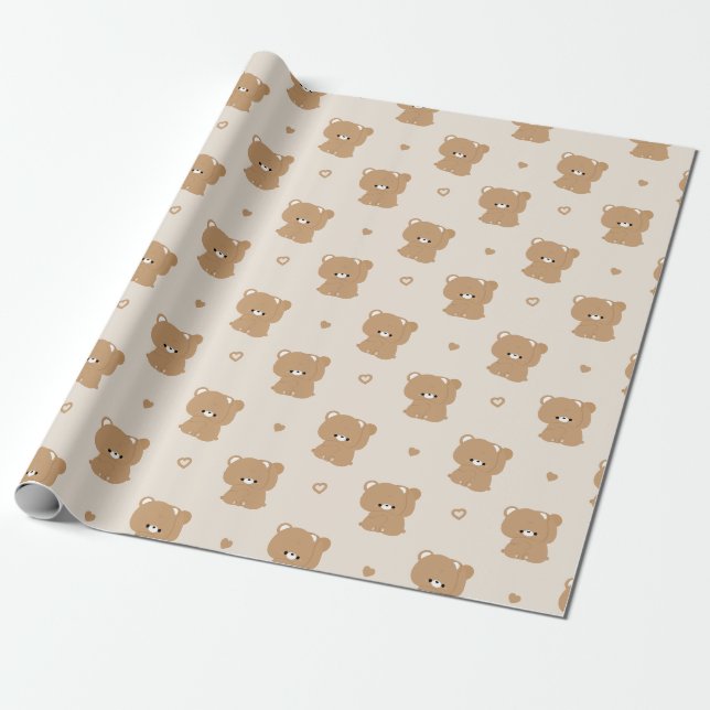 Niedlich Brown Bär Couple Geschenkpapier (Ungerollt)
