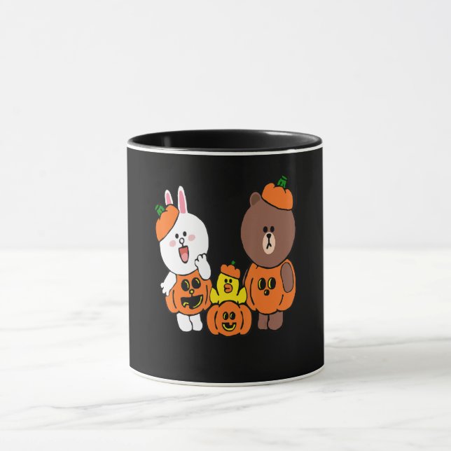 Niedlich Brown Bear Cony Bunny Rabbit Duck Pumpkin Tasse (Zentrum)