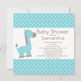 Niedlich Brown Blue Giraffe Boys Babydusche Einladung