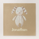 Niedlich Brown Bunny mit Name<br><div class="desc">Sweet Jigsaw Puzzle zusammensetzen und sich erinnern,  wann das Baby geboren war.</div>