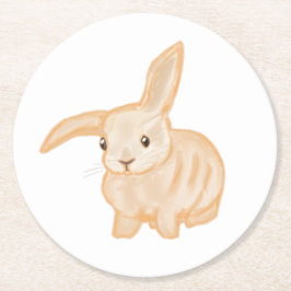 Niedlich Brown Bunny Rabbit - transparent auf weiß Runder Pappuntersetzer