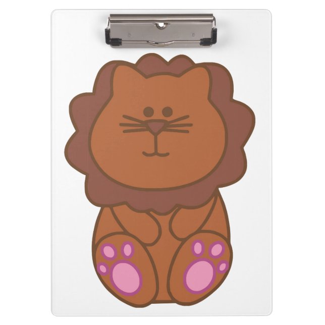 Niedlich Brown Cartoony Lion Klemmbrett (Vorderseite)