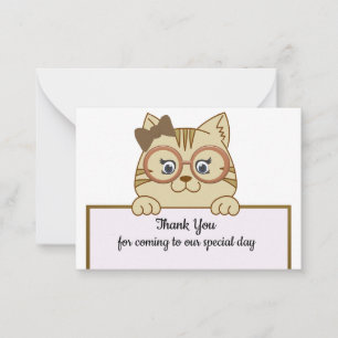 Niedlich Brown Cat Danke Cards Mitteilungskarte
