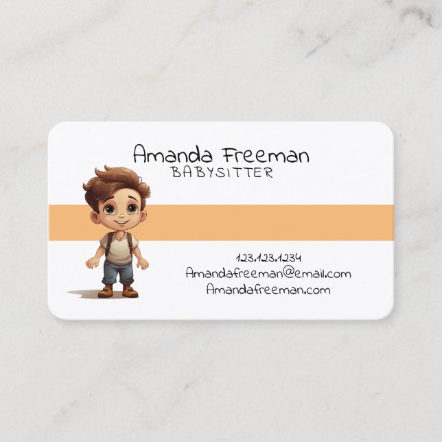 Niedlich Brown Children Childcare and Babysitting Visitenkarte (Vorderseite)
