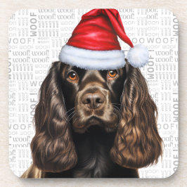Niedlich Brown Cocker Spaniel Santa Dog Holiday Getränkeuntersetzer