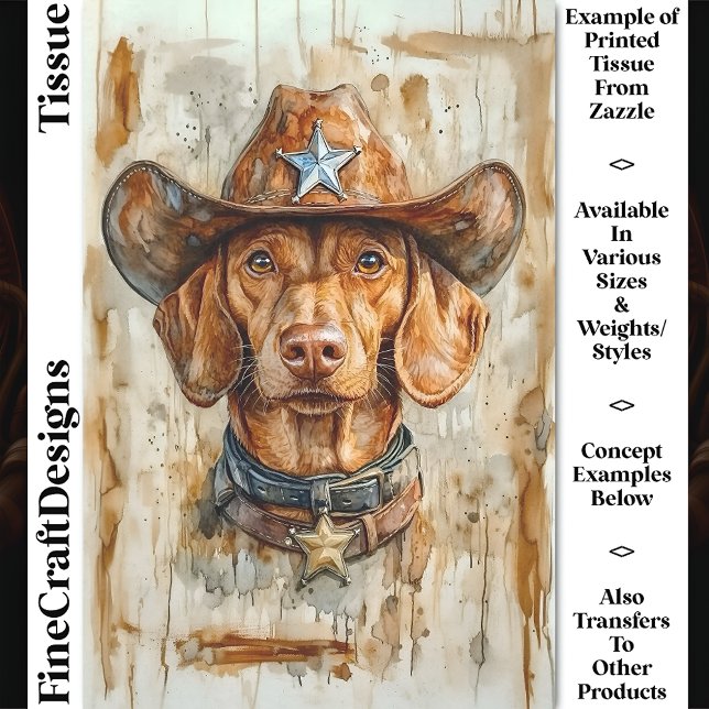 Niedlich Brown Cowboy Sheriff Dog DC9 Decoupage Seidenpapier (Von Creator hochgeladen)