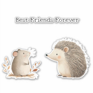 Niedlich Brown Cream Igel Mouse Die besten Freunde Aufkleber
