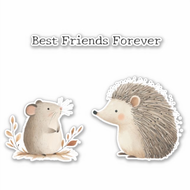 Niedlich Brown Cream Igel Mouse Die besten Freunde Aufkleber (Vorderseite)