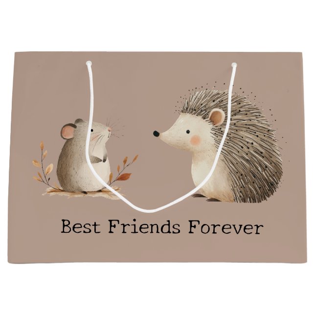 Niedlich Brown Cream Igel Mouse Die besten Freunde Große Geschenktüte (Vorderseite)