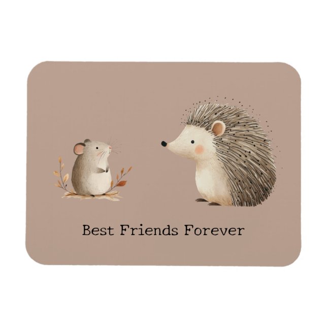 Niedlich Brown Cream Igel Mouse Die besten Freunde Magnet (Horizontal)
