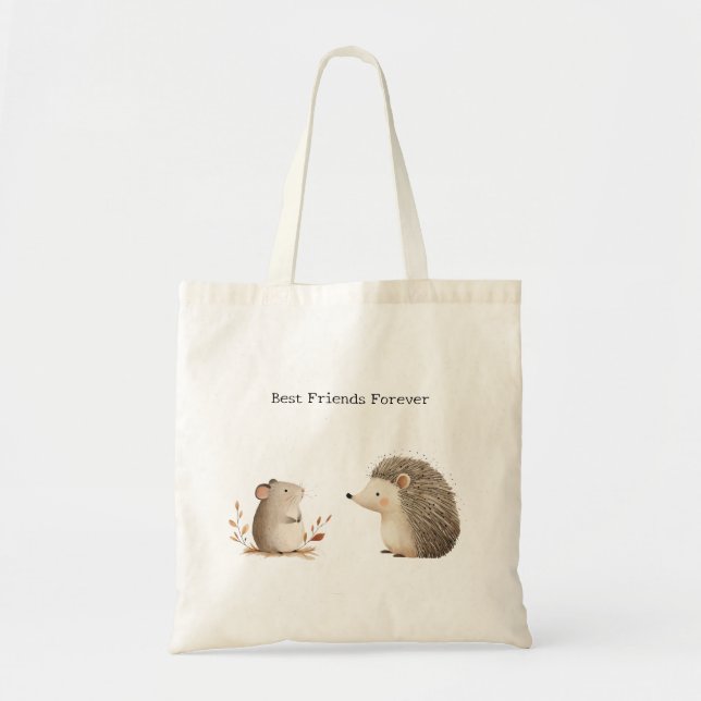 Niedlich Brown Cream Igel Mouse Die besten Freunde Tragetasche (Vorne)
