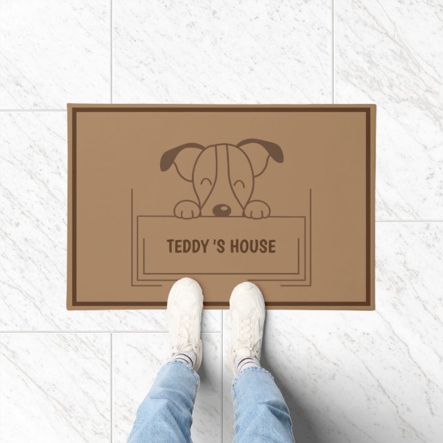 Niedlich Brown DOG Sign House individuelle Name Fußmatte (Indoor)