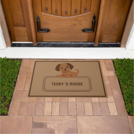 Niedlich Brown DOG Sign House individuelle Name Fußmatte
