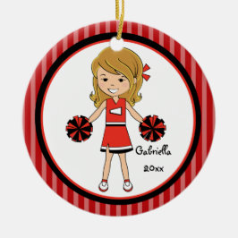 Niedlich Brown Haarbär Cheerleader Weihnachtsschmu Keramik Ornament