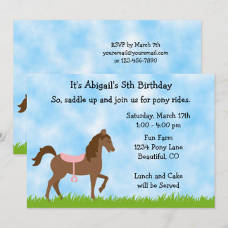 Niedlich Brown Horn Pony Rides Girls Birthday Einl Einladung