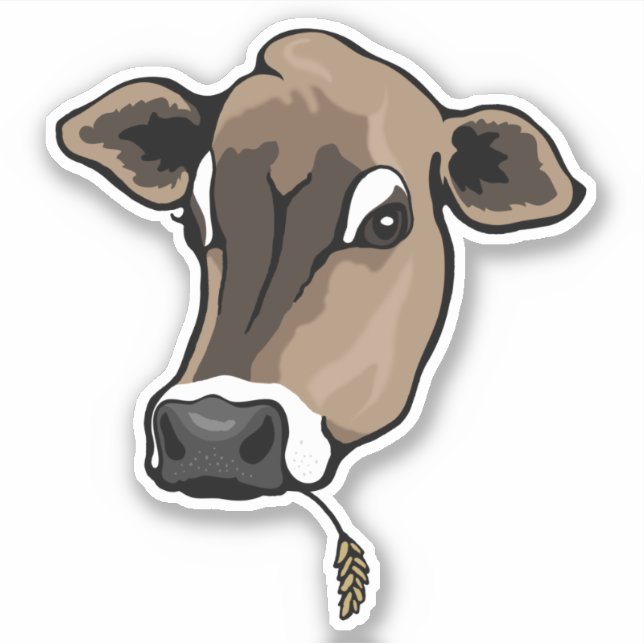 Niedlich Brown Jersey Cow Aufkleber (Vorderseite)