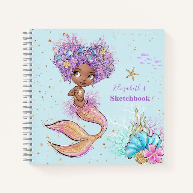 Niedlich Brown Mermaid Notizbuch (Vorderseite)