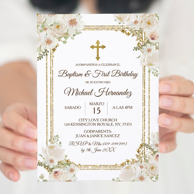 Niedlich Brown Mexican Baptisse & First Birthday Einladung (Von Creator hochgeladen)