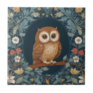 Niedlich Brown Owl Dark Blue Spring Summer Blume Fliese