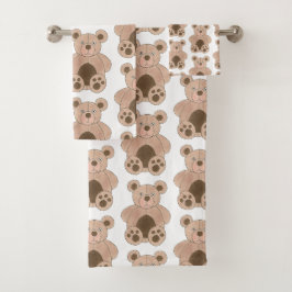 Niedlich Brown Plush Toy Teddy Bär gestopftes Tier Badhandtuch Set