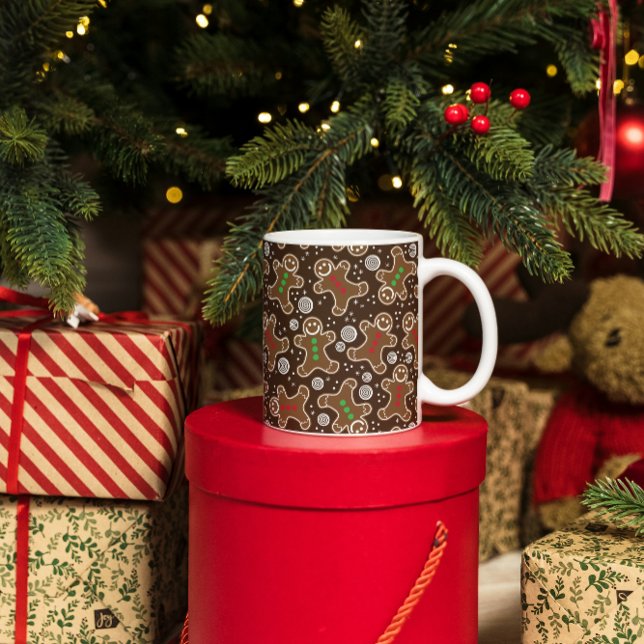 Niedlich Brown Red Green Christmas Lebkuchen Kaffeetasse (Von Creator hochgeladen)