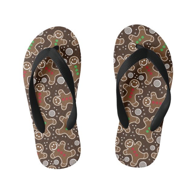 Niedlich Brown Red Green Christmas Lebkuchen Kinderbadesandalen (Fußbett)