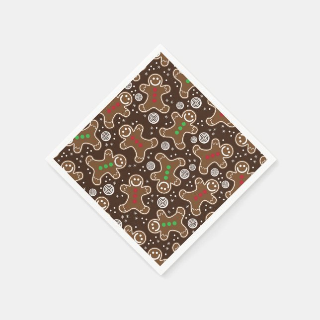 Niedlich Brown Red Green Christmas Lebkuchen Serviette (Ecke)
