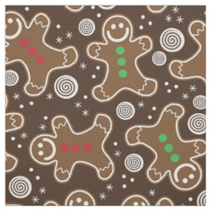Niedlich Brown Red Green Christmas Lebkuchen Stoff