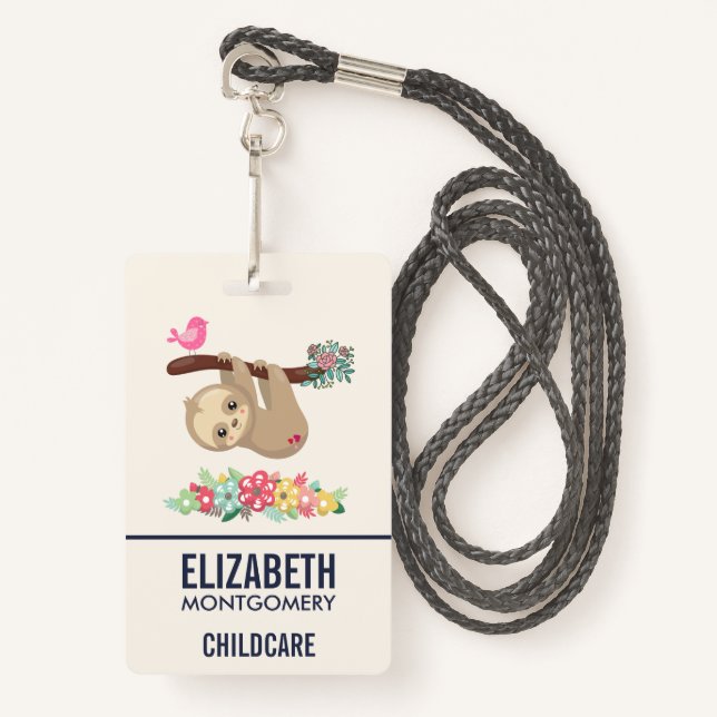 Niedlich Brown Sloth Hanging Ausweis (Vorderseite mit Schlüsselband)