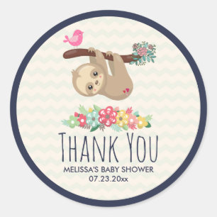 Niedlich Brown Sloth Hanging Runder Aufkleber