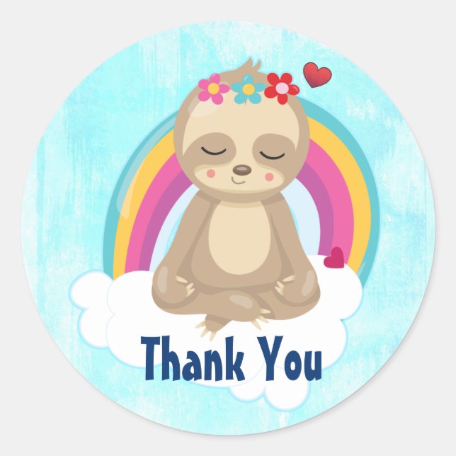 Niedlich Brown Sloth, Meditation über eine Cloud V Runder Aufkleber (Vorderseite)