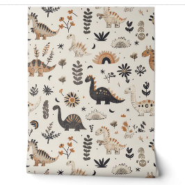 Niedlich Brown Tan Dinosaur Pattern Baby Kinderzim Tapete