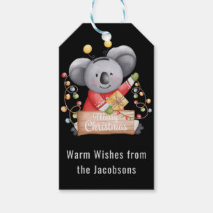 Niedlich Brown Teddy Bär fröhliche Weihnachtsfeier Geschenkanhänger