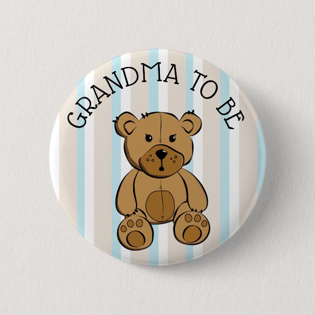 Niedlich Brown Teddy Bear GRANDMA auf Knopf Button (Vorderseite)