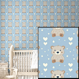 Niedlich Brown Teddy Bears Weiße Sterne & Herz auf Tapete