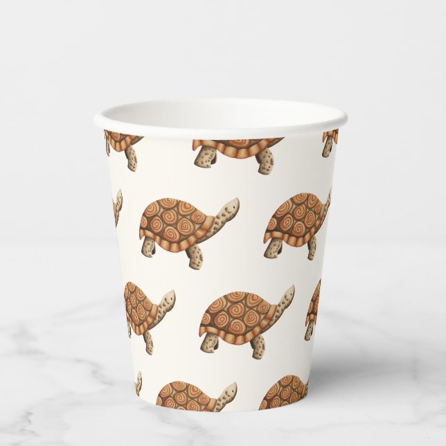 Niedlich Brown Tortoise Birthday Pappbecher (Vorderseite)