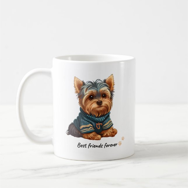 Niedlich Brown Yorkshire Terrier Kaffeetasse (Links)